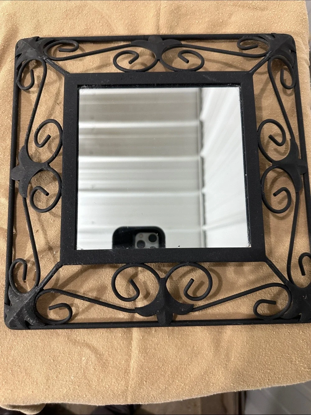 Set of 3 Decorative Black Wall Mirror with Scrollwork Frame